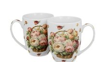 Set 2 cani portelan, 350ml, Peonies