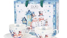 Set 2 cesti cu farfurii, portelan, 0.25 l, SNOWMAN