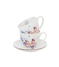 Set 2 cesti cu farfurii, portelan, 0.25 l, SNOWMAN - 3