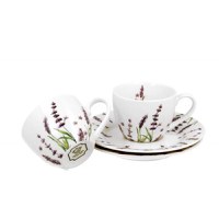 Set cu doua cesti espresso cu farfurii, 110 ml, Classic Lavender - 2