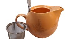 TeaTime Portocaliu, Ceainic din ceramică cu infuzor din inox, 500 ml