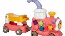 Antemergator 5 in 1 Magic Train Free2Move, panou educational cu sunete si lumini, roz