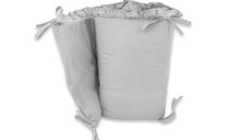 Aparatoare patut MimiNu Royal Grey cu volanase, 180x30 cm, bumbac Oeko-Tex