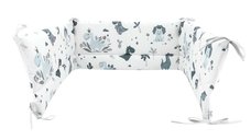 Aparatoare pentru patut MimiNu, Dino Granat, Bumbac Oeko-Tex 100%, 180x30 cm, Cu panglici