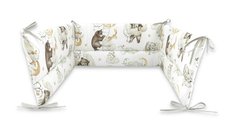 Aparatoare pentru patut Qmini, Teddy Bear and Friends Beige, 210x30 cm, Bumbac Oeko-Tex