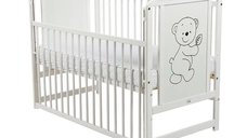 Babyneeds Timmi patut bebe din lemn, 120x60 cm, alb, resigilat, cu laterala culisanta si saltea reglabila pe 3 niveluri