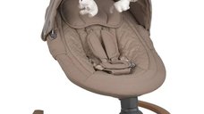 Balansoar electric Bebe Stars Fluffy cu jucarii si melodii, Natural Beige, pana la 9 kg