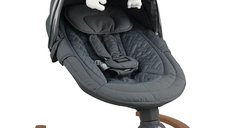 Balansoar electric Bebe Stars Fluffy cu jucarii si melodii, pana la 9 kg, Smoked Grey