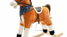 Balansoar Interactiv Baby Mix Zeus Tip Calut cu Melodii si Esarfa, Pana la 25 kg, Alimentare cu Baterii, Lemn, 12 luni+, Brown