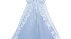 Baldachin, MimiNu, Pentru patut, Cu funda si volanas, 210x145 cm, Material certificat Oeko Tex Standard 100, Colectia Royal, Blue