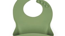 Baveta din Silicon Reglabila Petite&Mars Take&Match cu Buzunar Colector, Verde Sweet Pea
