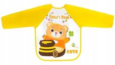 Baveta impermeabila cu maneci lungi Bocioland, 40x35 cm, model Teddy Bear