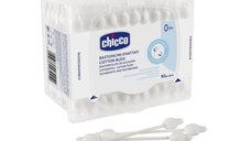 Betisoare de urechi Chicco, 90 buc, 100% bumbac, cu protectie pentru bebelusi