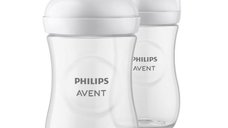 Biberon Philips Avent Natural Response 260 ml, 1 luni+, 2 buc, Alb - Hranire naturala si confortabila