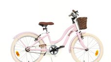 Bicicleta Dino Bikes Retro 20 inch pentru copii, Pink, cu cosulet vintage si claxon
