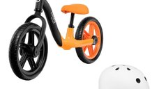 Bicicleta fara pedale Lionelo Alex cu Casca Reglabila, Portocalie, Usoara si Sigura pentru Copii