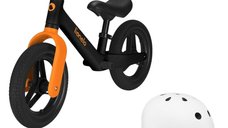 Bicicleta fara pedale, Lionelo, Toni, Cu ghidon si sa reglabile, Ultra usoara, 2.8 Kg, 18 luni+, Sustine 30 kg, Portocaliu + Casca pentru copii, Reglabila 50-56 cm, Alb