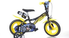 Bicicleta pentru copii Dino Bikes Batman 12 inch, cu roti ajutatoare, recomandata de la 3 ani, capacitate 40 kg