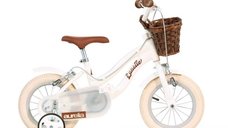 Bicicleta pentru copii Dino Bikes Retro 12 inch, cu roti ajutatoare si cosulet vintage, White