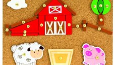 Bino - Set Creativ pentru Copii Ferma, 170 Piese cu Ciocan si Pluta