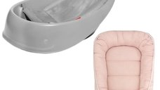 Cada Evolutiva Skip Hop Moby, Gri, 3 Etape de Crestere, Cu Cosulet Qmini, Husa 100% Muselina, 55 x 75 cm, Pink