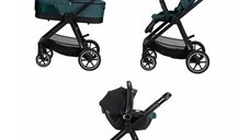 Carucior 3 in 1 FreeON Opty, Pana la 22 kg, Cu Landou si Scoica Auto ECE R129, Parte Sport Reversibila, Verde
