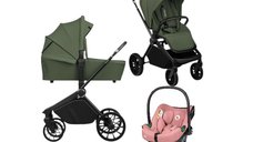 Carucior 3 in 1 Lionelo Mika Plus cu Scoica Auto Roz si Ventilatie 3D, Reversibil, Pana la 22 kg, Certificare ADAC