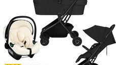 Carucior 3 in 1 Lionelo Sia Flex - Compact si Usor, Pliabil, Include Landou si Scoica Auto, Black Onyx/Beige Cream