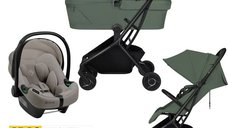 Carucior 3 in 1 Lionelo Sia Flex cu landou pliabil si scoica auto Astrid i-Size, testata ADAC, 0-48 luni, pana la 22 kg, Green Emerald/Beige Taupe