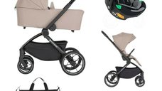 Carucior 3 in 1 Petite&Mars Scout - Pliabil, Reversibil, Cu Scoica Inclusa, Maner Ajustabil, Spatar Reglabil, Pana la 22 kg, Crem Cappuccino