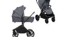 Carucior Lionelo Mika Plus 2 in 1, Cadru Aluminiu, Ventilatie 3D, Reversibil, Accesorii Incluse, Gri