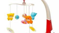 Carusel Muzical BabyMix cu Proiector pentru Patuturi Bebelusi, 11 Jucarii, Melodii si Sunete din Natura, Culoare Rosie