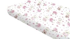Cearceaf cu elastic MimiNu pentru pat 160x80 cm, din bumbac Oeko Tex Standard 100, design Pink Ballerina