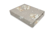 Cearceaf cu elastic, MimiNu, Pentru patut 120X60 cm, Din bumbac certificat Oeko Tex Stard 100, Bedtime story beige