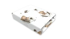 Cearceaf cu elastic MimiNu pentru patut 140x70 cm din bumbac Oeko-Tex Standard 100, model Tedy bear dreams beige