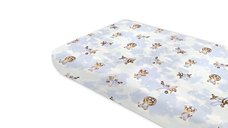 Cearceaf cu elastic Qmini, 160x80 cm, Bumbac Oeko Tex Standard 100, Model Sky Adventure
