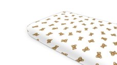 Cearceaf cu elastic Qmini pentru pat 160x80 cm, bumbac Oeko Tex Standard 100, design Teddy Toys