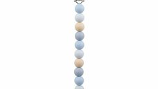 Clema pentru suzeta Nattou din silicon 100% fara BPA, cu margele, 30x7x18 cm, design neutru/albastru
