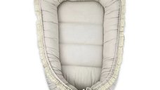 Cocon pentru bebelusi MimiNu, Premium, 55 x 75 cm, cu volanase si dantela, husa 100% bumbac, Grey