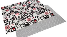 Covoras de joaca pliabil Bocioland Honeycomb 200 x 150 cm, cu protectie impotriva loviturilor si imprimeu dublu-fata
