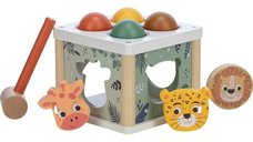 Cub de Activitati din Lemn Free2Play cu Figurine si Ciocanel, 15 x 15 x 12 cm, 12 luni+