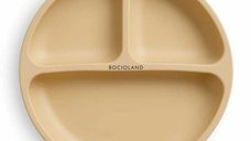 Farfurie Compartimentata Bocioland pentru Copii, Rotunda, 3 Compartimente, Fara BPA, 6-36 Luni, Bej