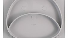 Farfurie compartimentata din silicon FreeON, Teddy Bear Grey, 26 x 23 x 2.6 cm