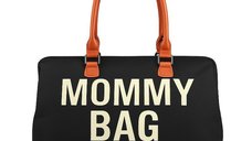 Geanta pentru mamici Baby Mix Mommy Bag, Spatioasa, 29 x 43 x 22 cm, cu Salteluta de Infasat, Neagra
