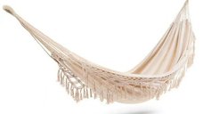 Hamac dublu Baby Mix XXL Boho, 200 x 150 cm, ecru, cu franjuri