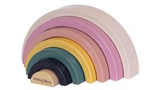 Jucarie de stivuire, Petite&Mars, Rainbow Stardust Wood of Mars, 7 piese, 24 luni+, Multicolor