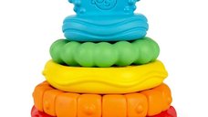 Jucarie multifunctionala Baby Einstein Stack & Teethe, 5 inele pentru stivuire si dentitie, multicolor, 3 luni+