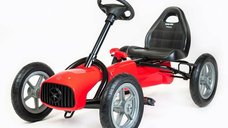 Kart cu pedale Baby Mix Go-Buggy pentru copii 5-8 ani, roti gonflabile, design ergonomic, culoare rosie