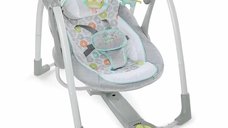 Leagan electric Ingenuity Swing 'n Go pentru bebelusi, 5 viteze, 8 melodii, sunete naturale, WhisperQuiet, Hybridrive, pliabil, multicolor