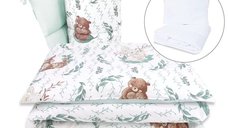 Lenjerie de patut MimiNu Lulu Natural, 5 piese, pentru patut 120x60 cm, cu pilota si perna, bumbac certificat Oeko-Tex Standard 100